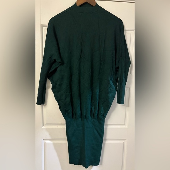 NWOT Zara Chic Green V-Neck Oversized Dolman Fitted Sexy Sweater Dress Small S - Picture 3 of 6